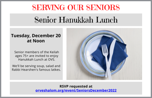 Banner Image for Senior Hanukkah Lunch 2022